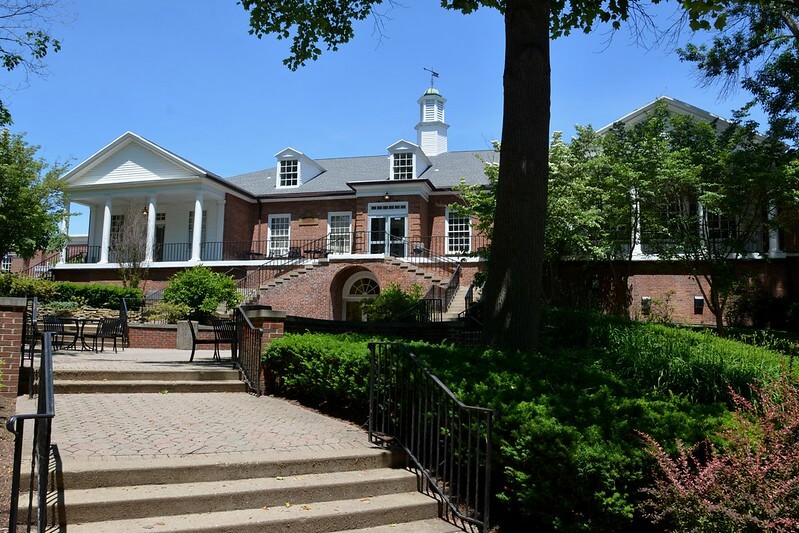 Image: the front of the Gilman Student Center taken on a bright sunny summer days
